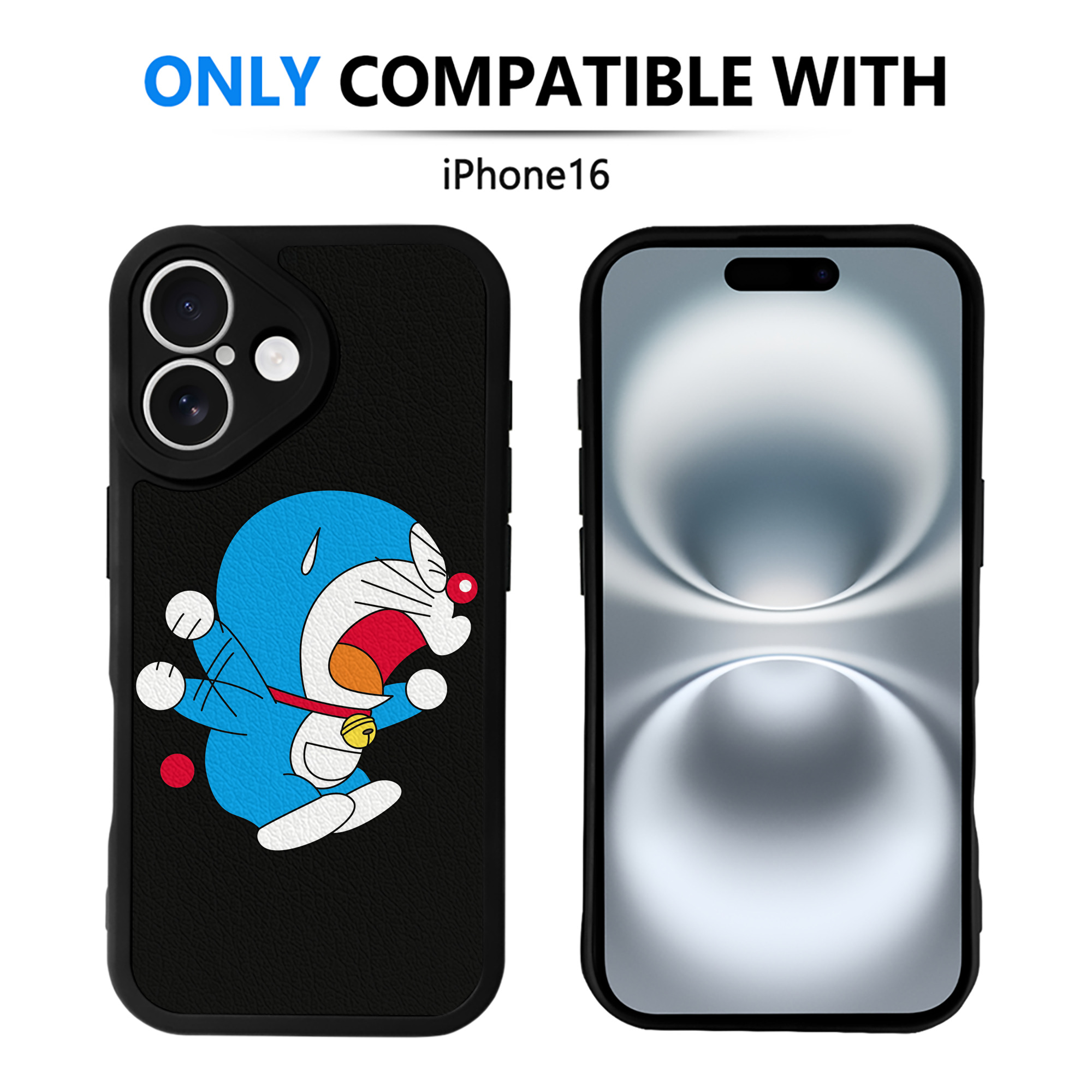 （画像用） ドラえもん Doraemon 【iPhone 16シリーズ対応】シリコンスマホケース（レザー調） 材質：シリコン